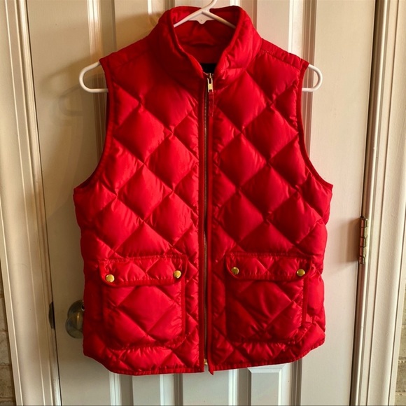 J.Crew Red Quilted Down Womens Vests - Picture 7 of 15